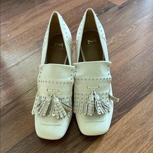 Marc Fisher Ivory Tassel Studded Loafers